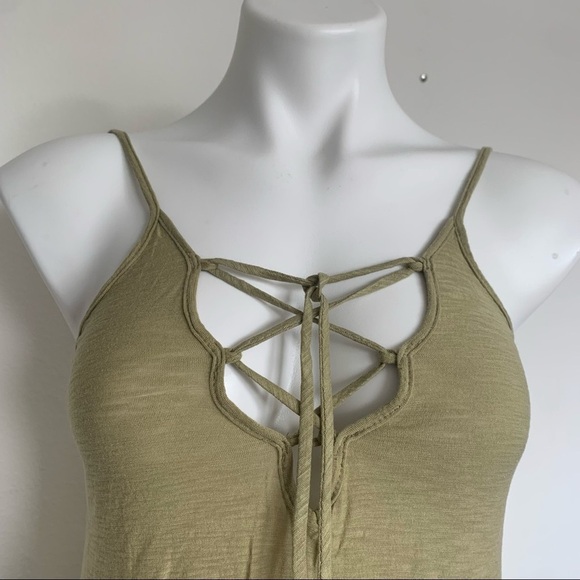 Green split MODAL dress criss cross sundress summer SMALL cami boho bohemian NEW - Picture 6 of 12